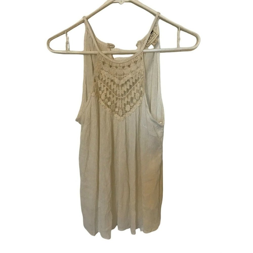 LA Hearts Cream Halter Blouse Women's Size Small - Picture 1 of 5